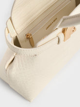 Charles & Ke*th -  Aurelia Croc-Effect Metallic-Accent Elongated Tote - Cream